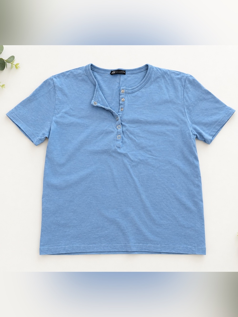 Zara Blue Short Sleeve Crop Top